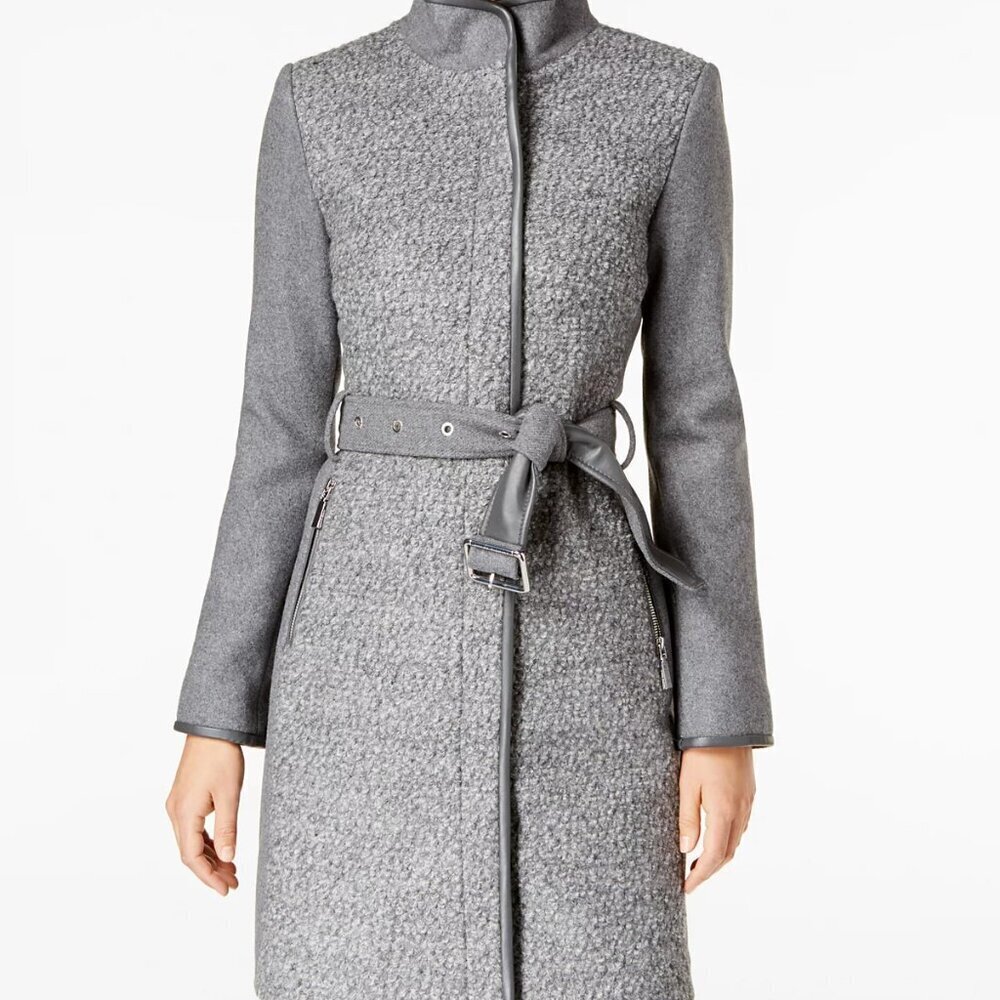Vince Camuto Grey Two-Toned Long Coat | Size Small - 2 - Picture 4 of 11
